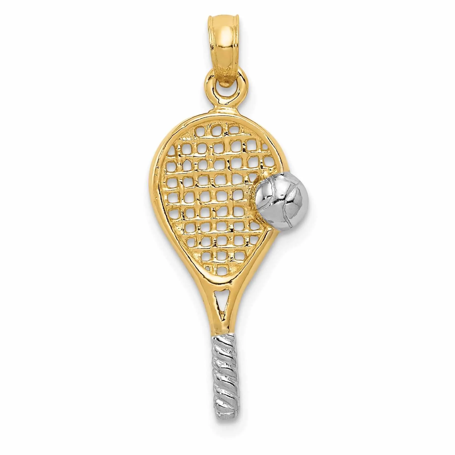 14 Yellow Gold Tennis with Ball Racquet Pendant