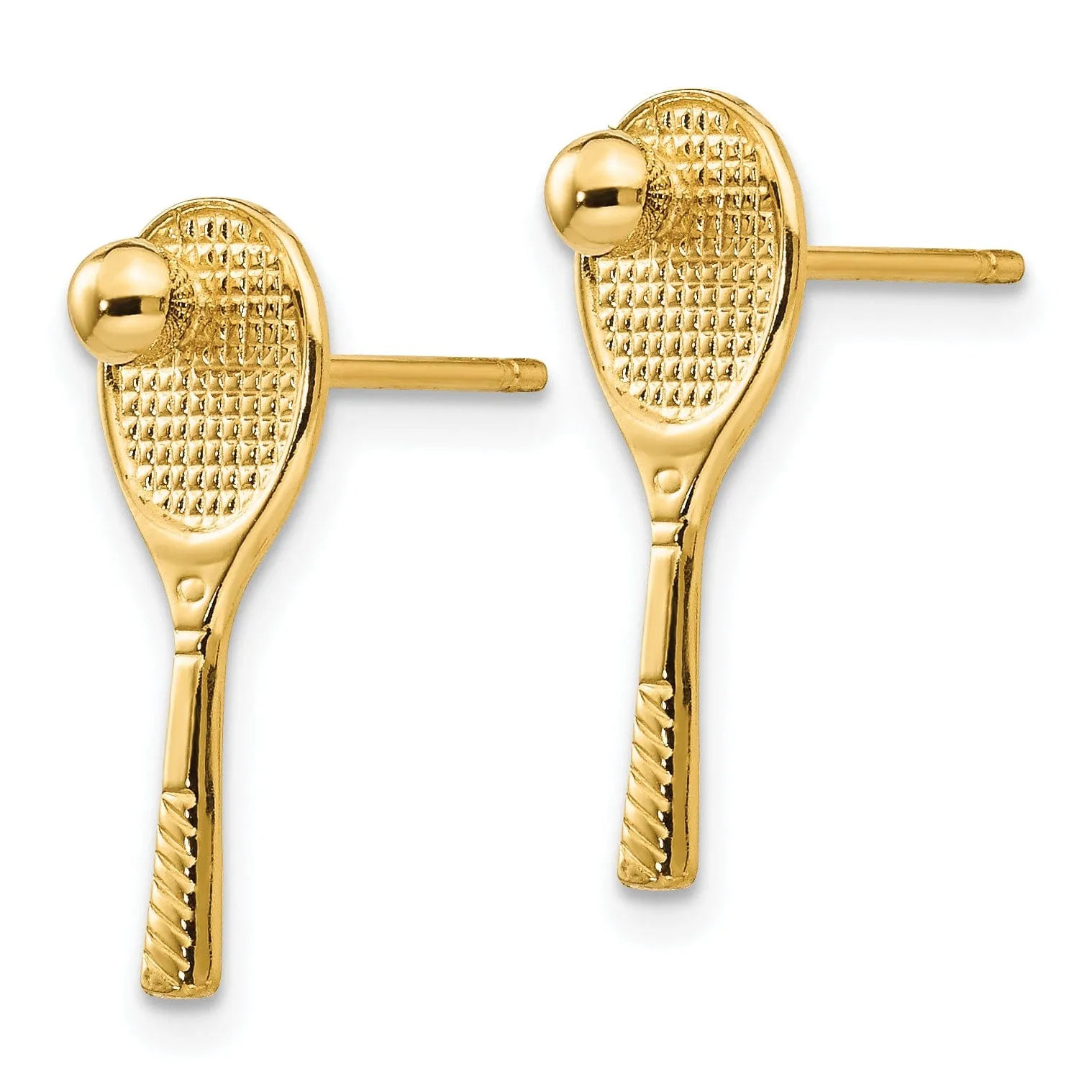 14k Yellow Gold Tennis Racquet Ball Post Earring