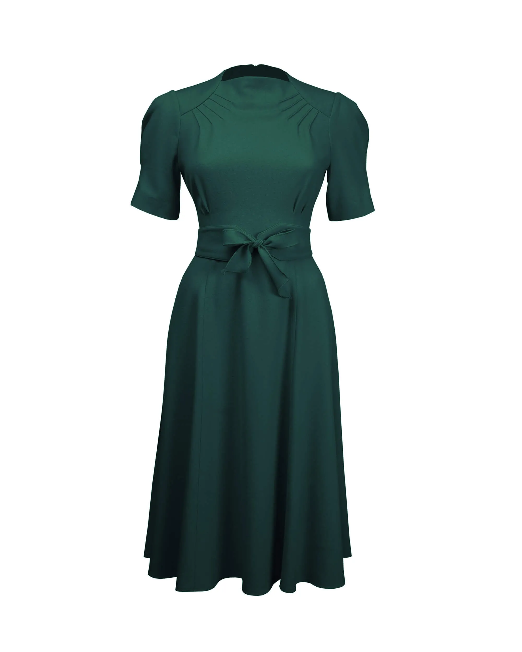 1940s Stanwyck Dress - Bottle Green