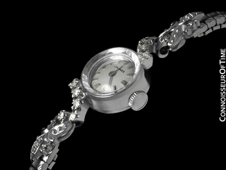 1971 Longines Vintage Ladies Dress Watch - 14K White Gold & Diamonds