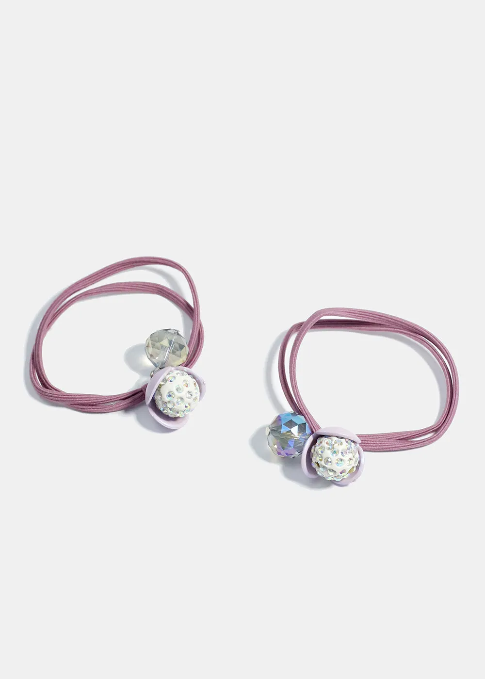 2-Piece Flower & Ball Hair Ties