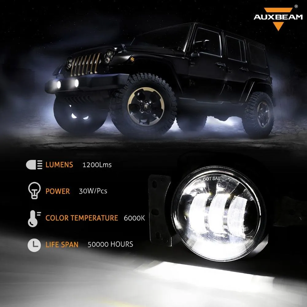 9'' Round 100W LED Headlights with DRL & 4'' 30W LED Fog Lights for 2018-2022 Jeep Wrangler JL, 2019-2022 Gladiator JT