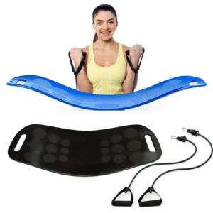 ABS Twist Fitness Balance Board Abdomen Leg Swing Exercise Board Yoga Balance Board(Black   Blue Rope)