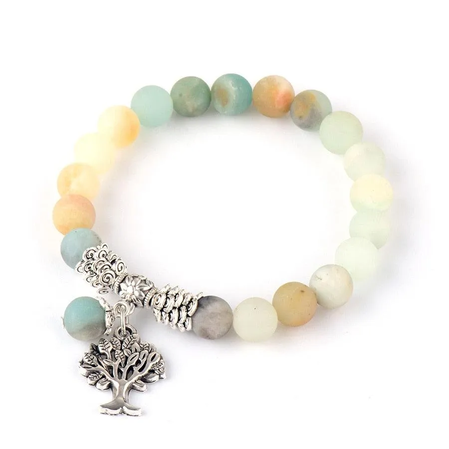 Amazonite Stretchy Bracelet w/ Tree of Life Charm