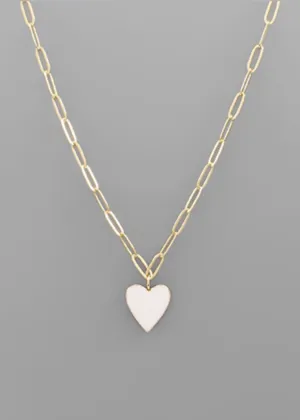 Anais Heart Necklace-White