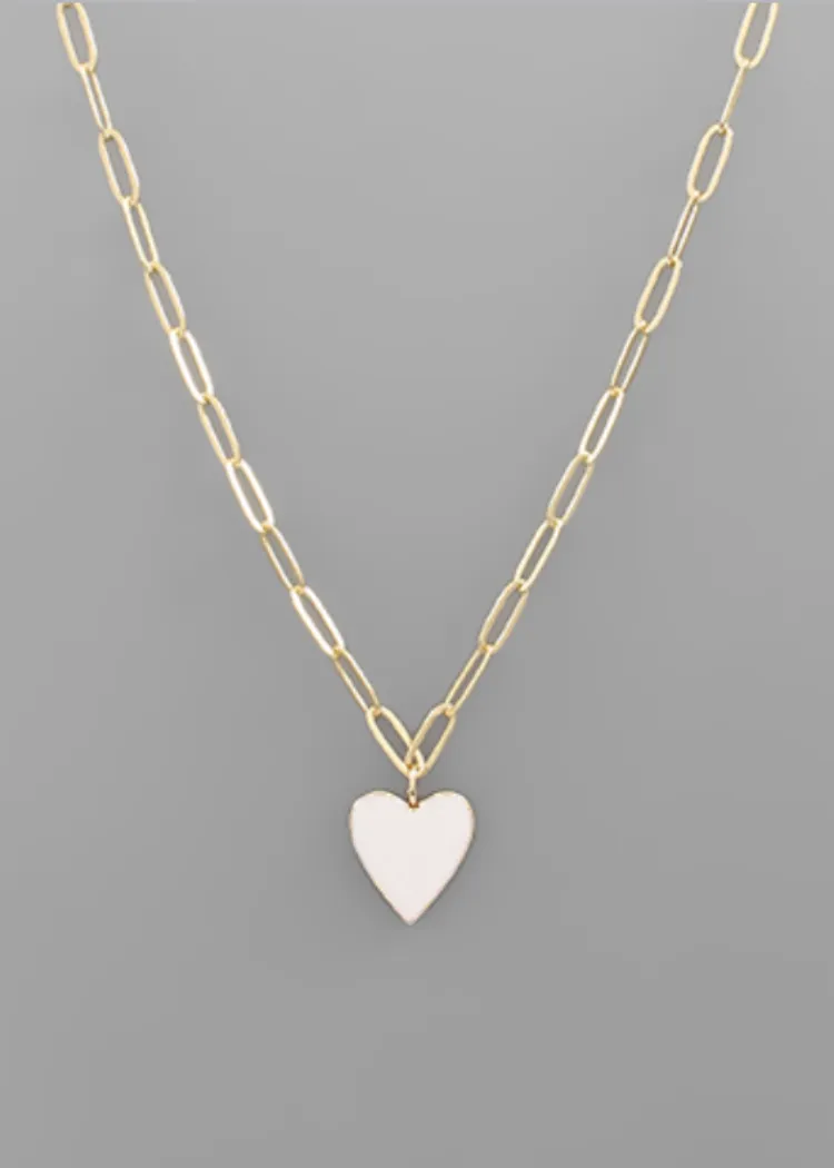 Anais Heart Necklace-White