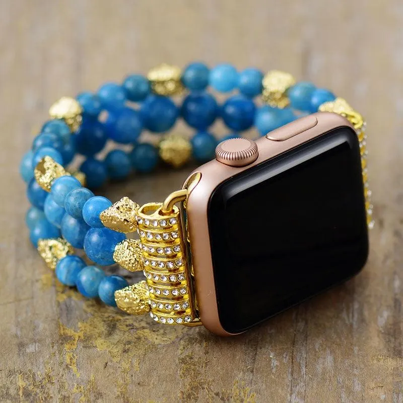 Apatite Gold Beads Stretchy Apple Watch Band