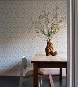 Auguste Wallpaper by Farrow & Ball BP6501 Light Blue / Bone