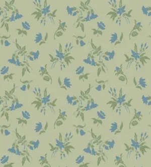 Auguste Wallpaper by Farrow & Ball BP6505 Yeabridge Green / Stone Blue