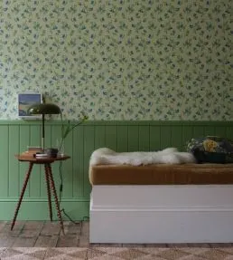 Auguste Wallpaper by Farrow & Ball BP6505 Yeabridge Green / Stone Blue