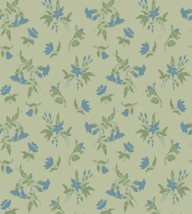 Auguste Wallpaper by Farrow & Ball BP6505 Yeabridge Green / Stone Blue