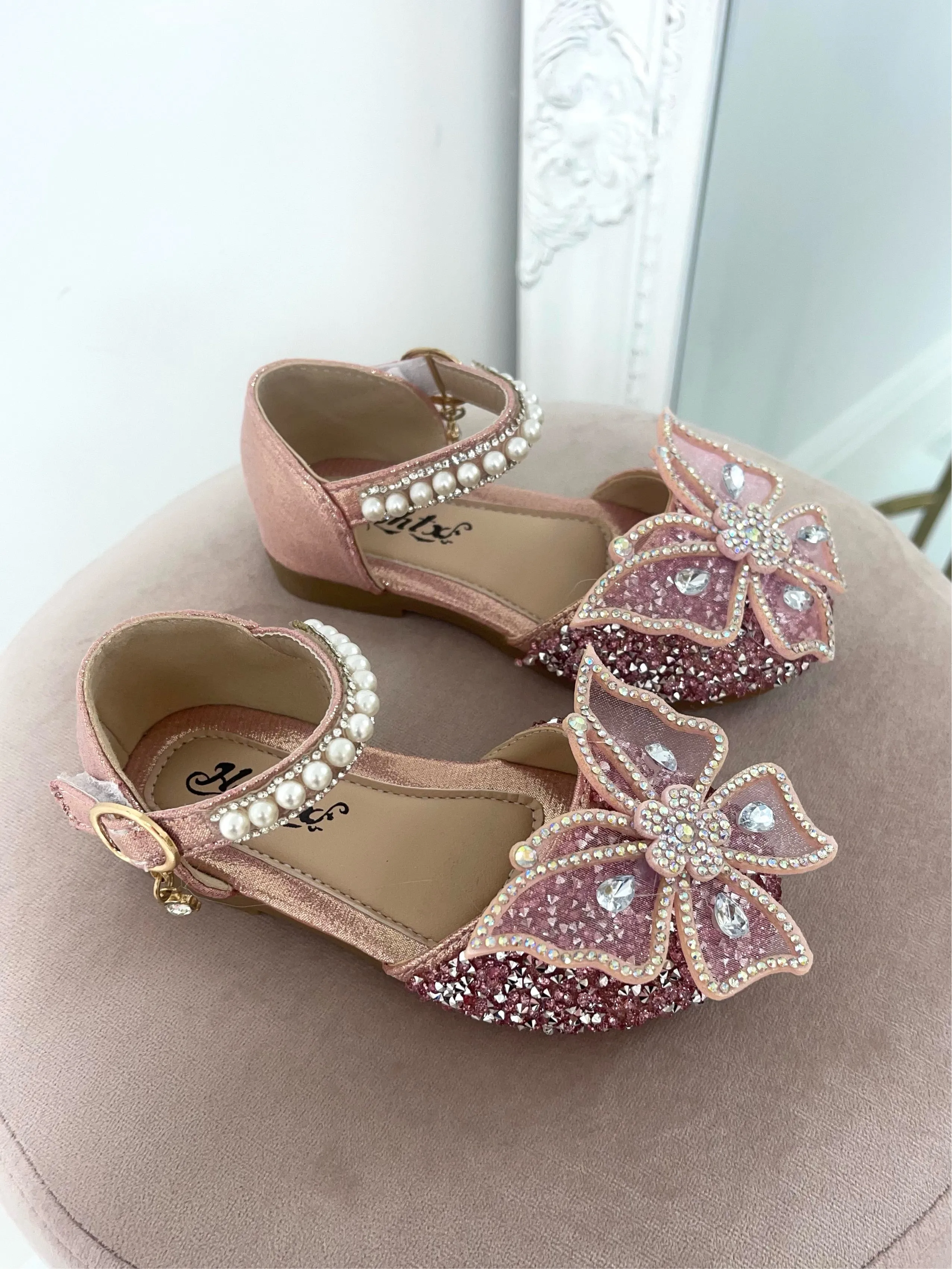 Baby Angel -  Pink Blingy Butterfly Strap On Shoes