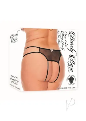 Barely B Open Lace Thong Panty Ps Blk