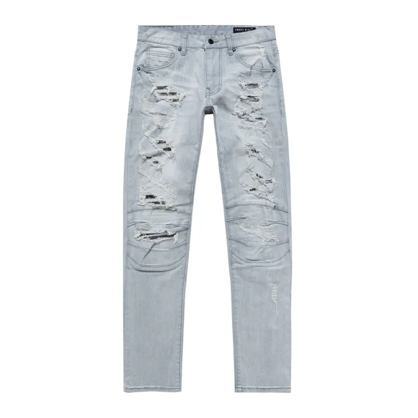 Big And Tall Heavy Rip & Repair Jean - Light Grey