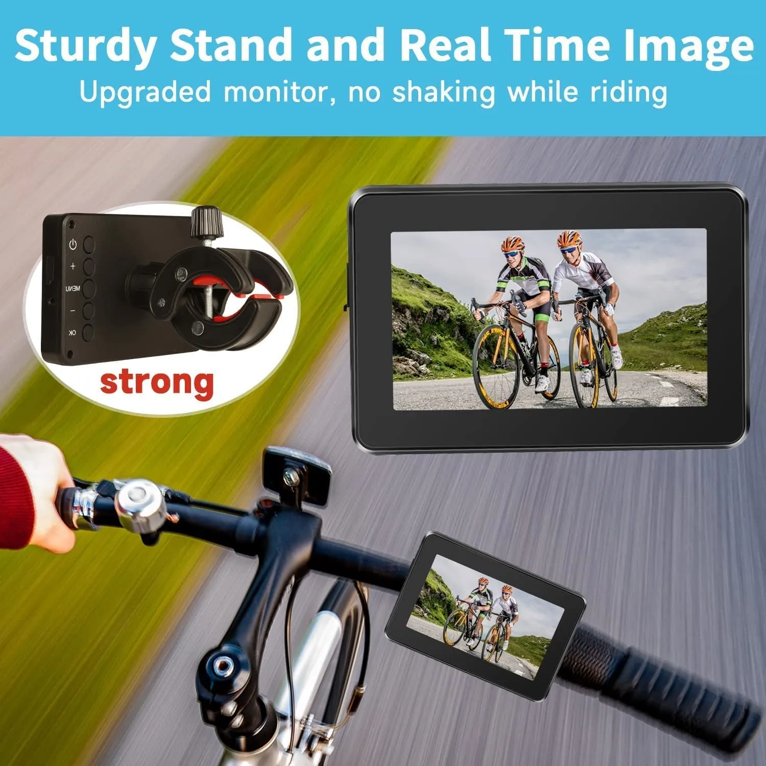 Bike Camera 1080P 4.3’’ Monitor Bicycle Rear View Mirror Handlebar 130°Adjustable Wide Night Vision for Mountain Ebike Wankskey