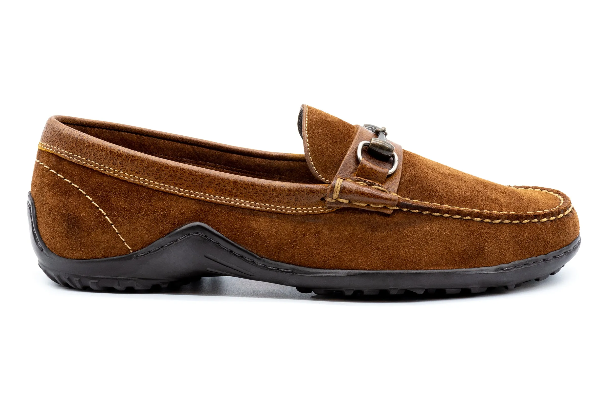 Bill Safari Kudu Suede Horse Bit Loafers - Tobacco