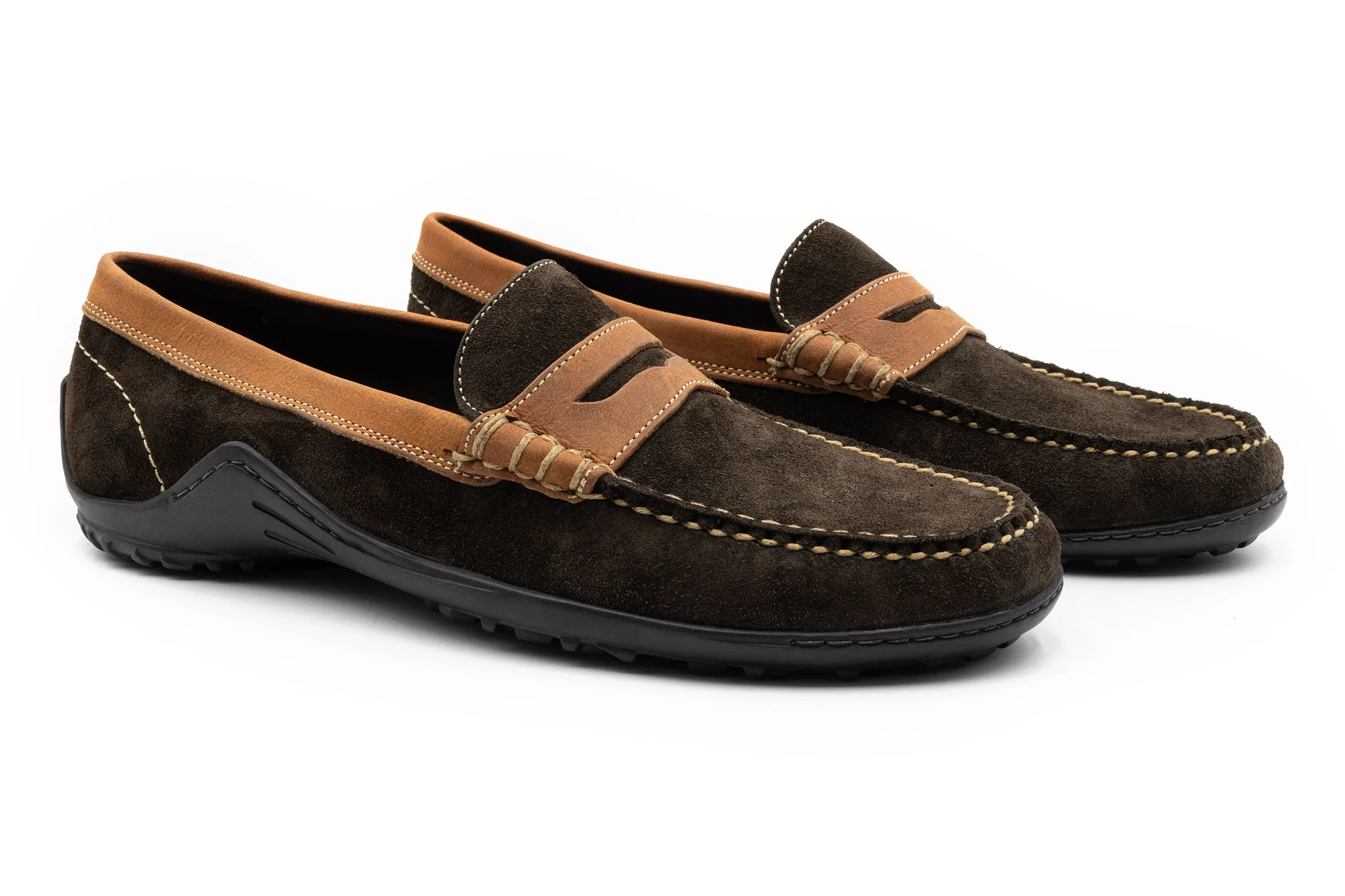 Bill Safari Kudu Suede Penny Loafers - Chocolate