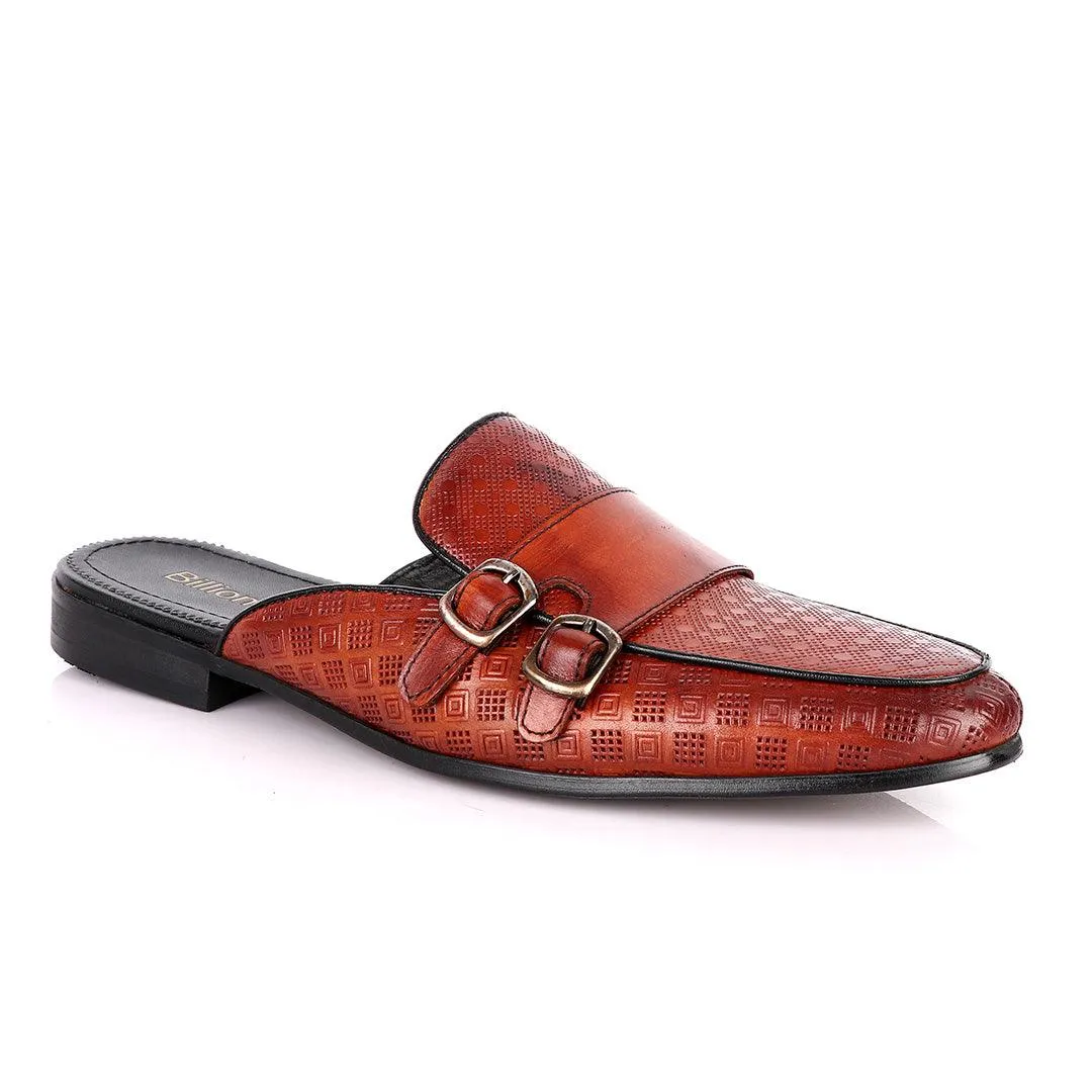 Billionaire Dotted Double Strap Brown Mole Leather Shoe