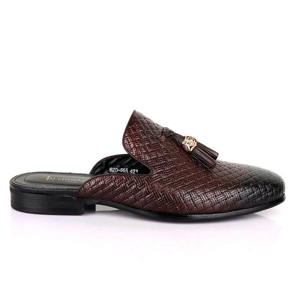 Billionaire Woven Tassel Mole Coffee Half Leather Shoe