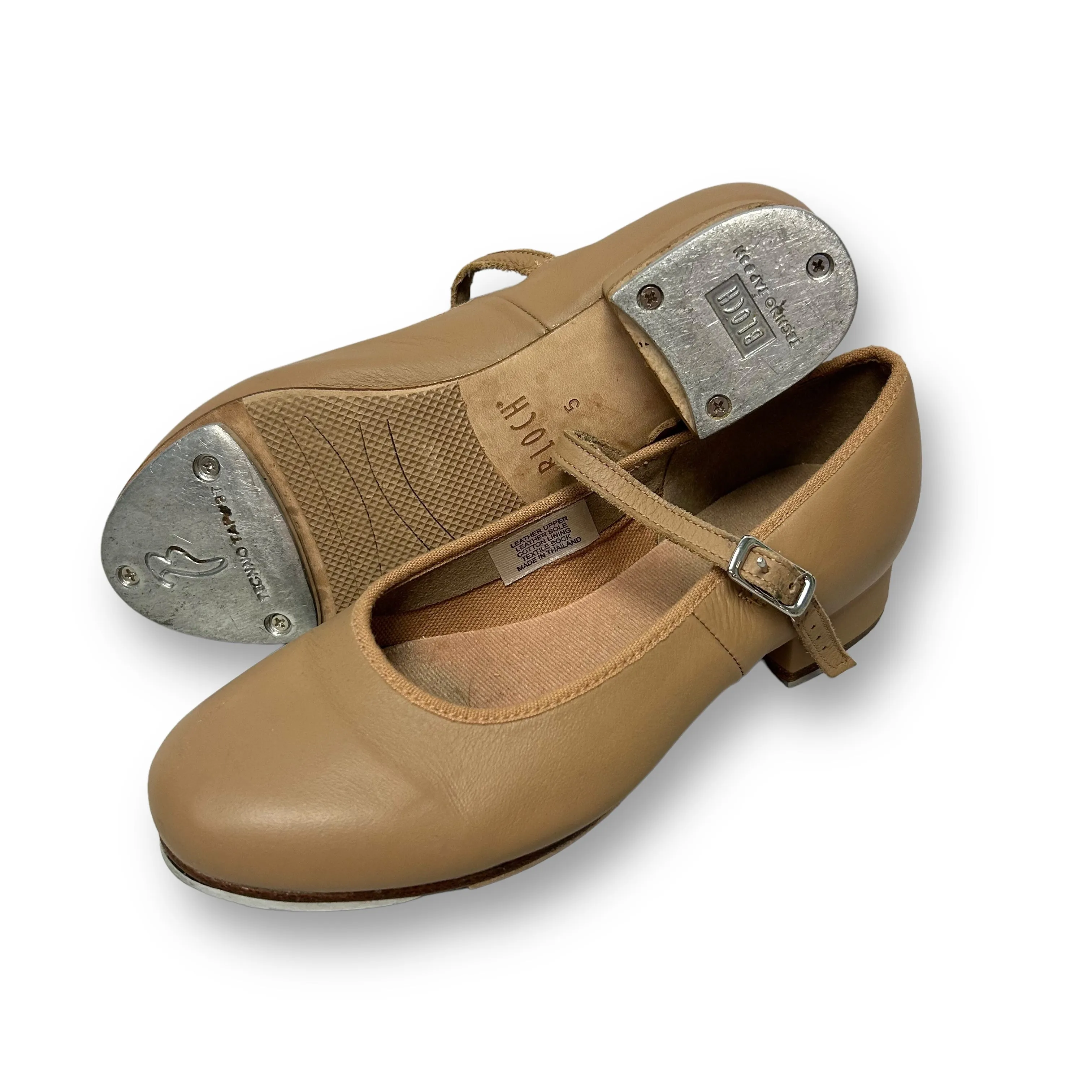 Bloch Youth Girl Size 5 Nude Mary Jane Leather Tap Shoes