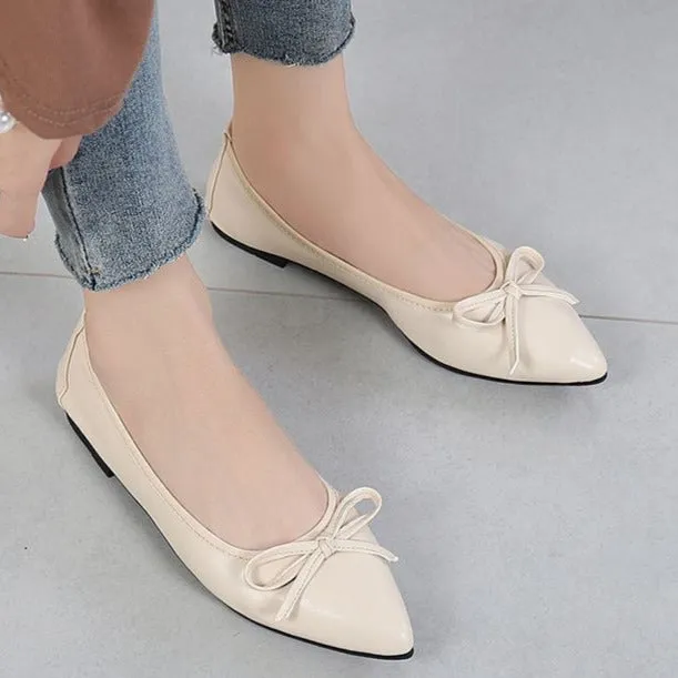 Bow Decor Pointed Toe Ballet Flats