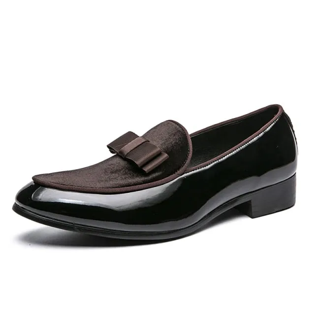 Bow Design Flock Loafers