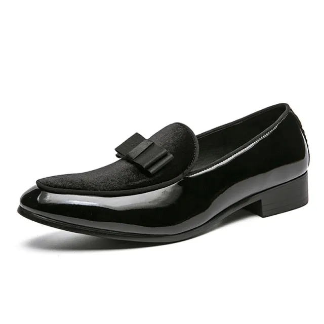 Bow Design Flock Loafers