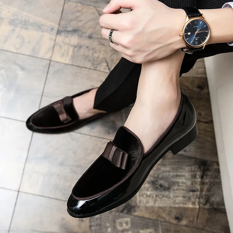 Bow Design Flock Loafers