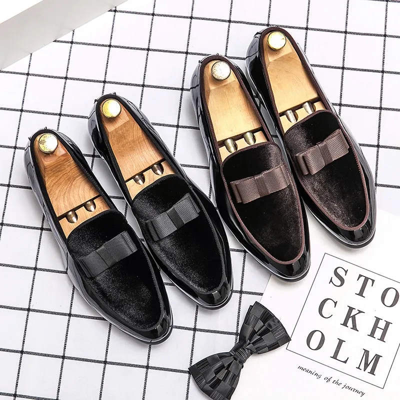 Bow Design Flock Loafers