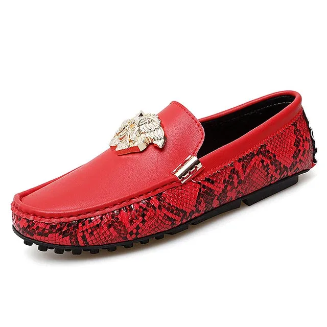 Breathable Metal Appliques Genuine Leather Loafers