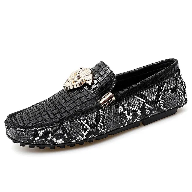 Breathable Metal Appliques Genuine Leather Loafers