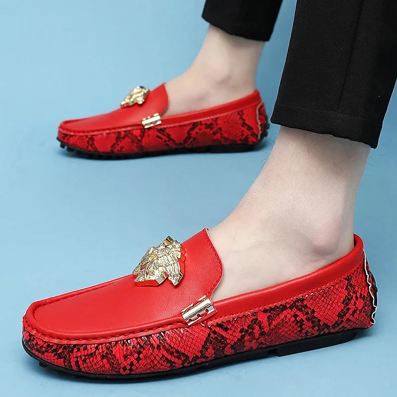 Breathable Metal Appliques Genuine Leather Loafers