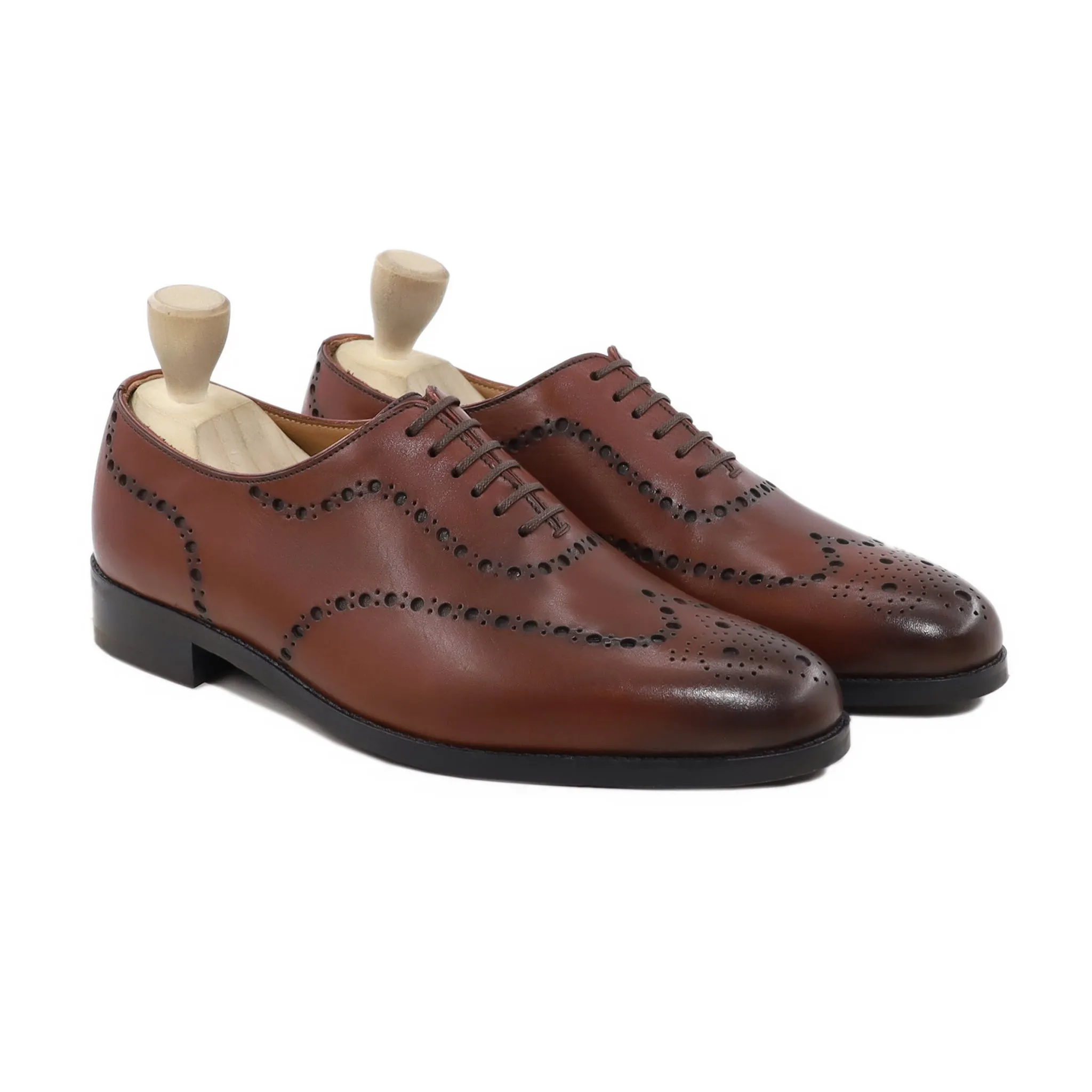 Bristol - Men's Brown Patina Calf Leather Wholecut Shoe