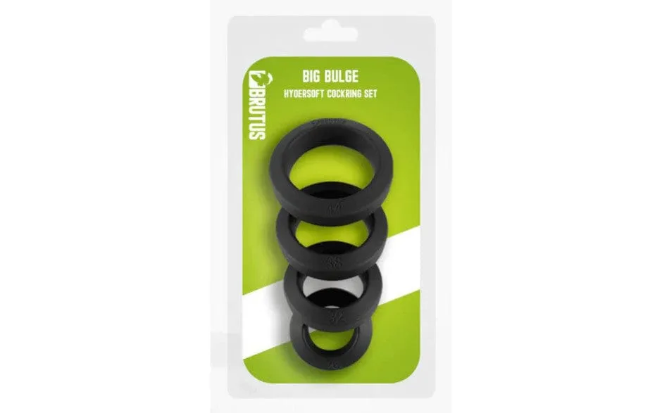 Brutus Big Bulge Silicone Cockring 4pc Set Black