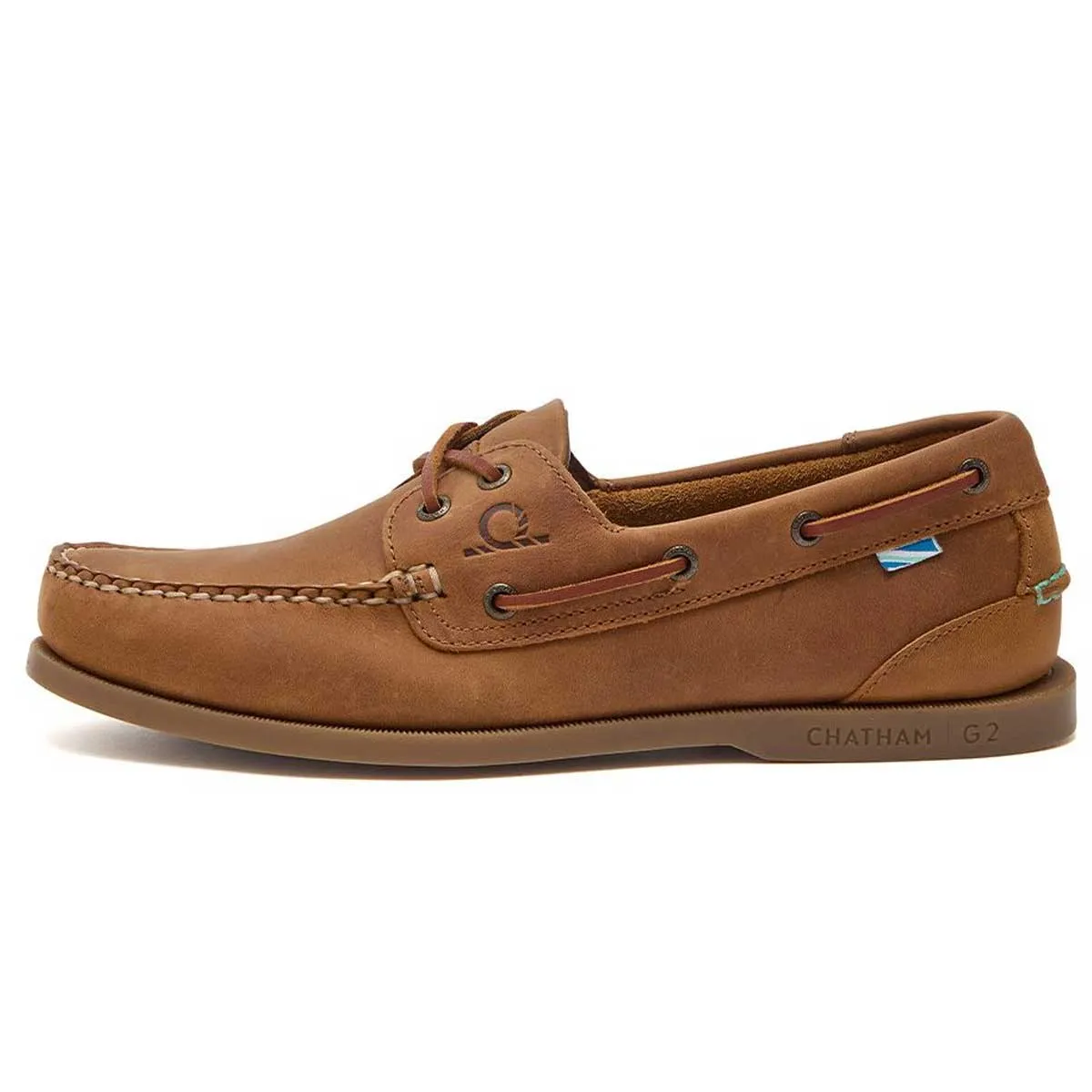 CHATHAM Mens Deck II G2 Leather Boat Shoes - Walnut