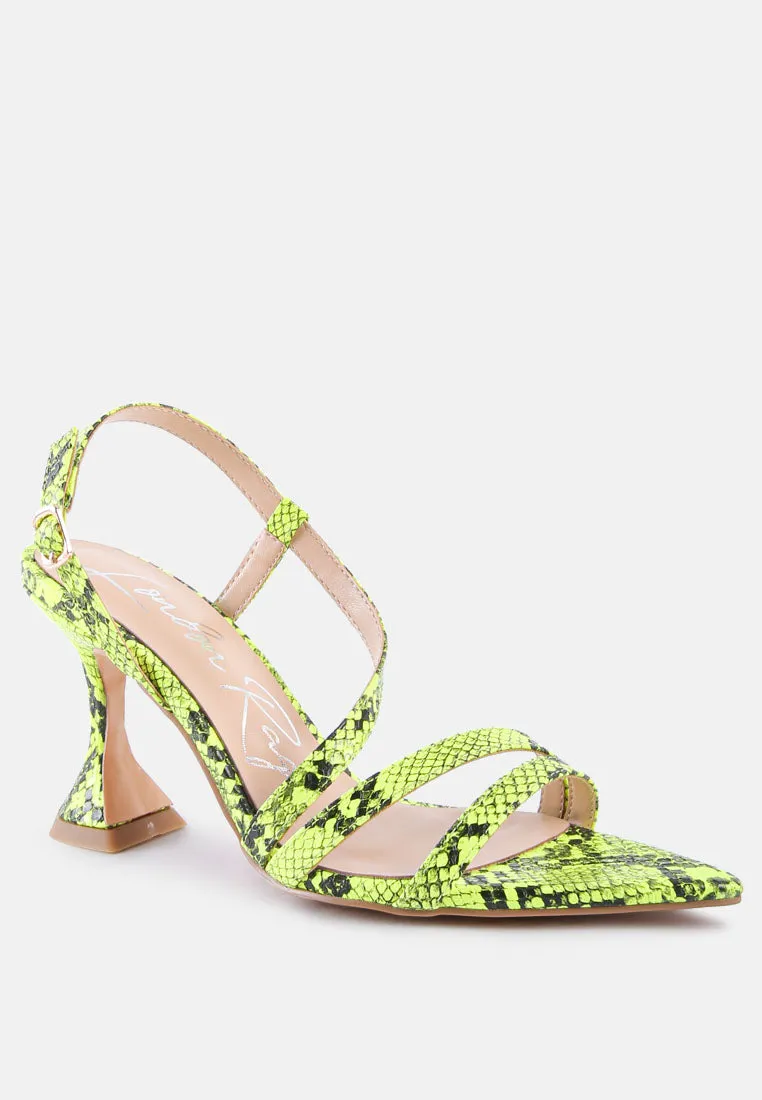 cherry tart snake print spool heel sandals by London Rag