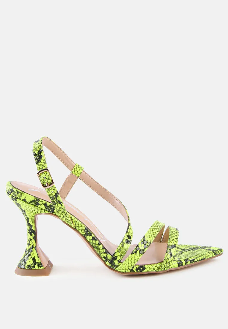 cherry tart snake print spool heel sandals by London Rag