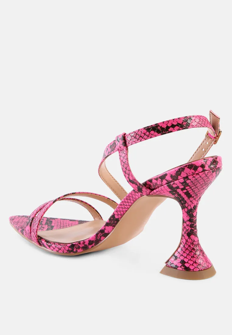 cherry tart snake print spool heel sandals by London Rag