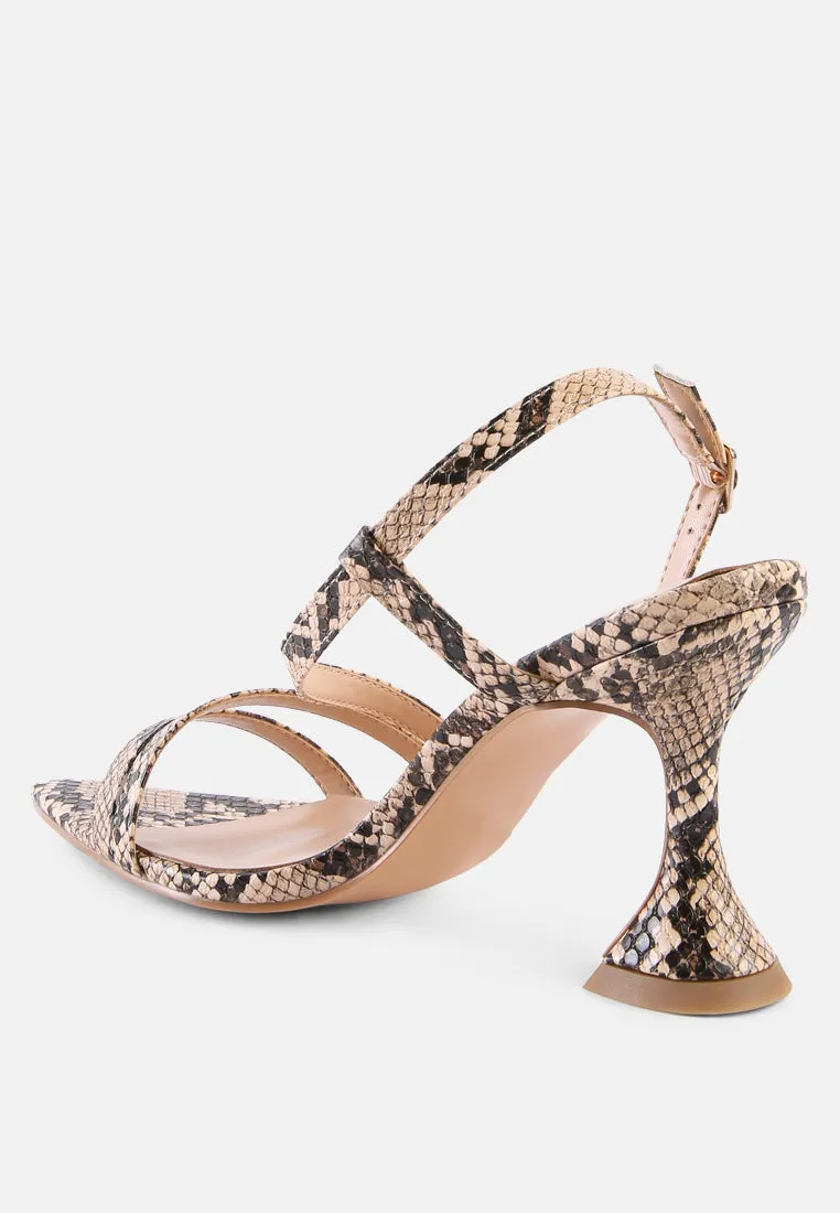 cherry tart snake print spool heel sandals by London Rag