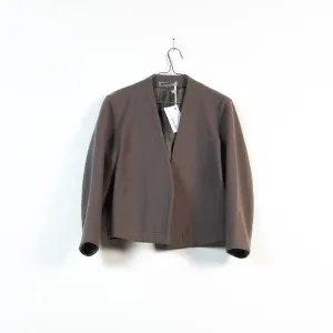 collarless wool cocoon jacket