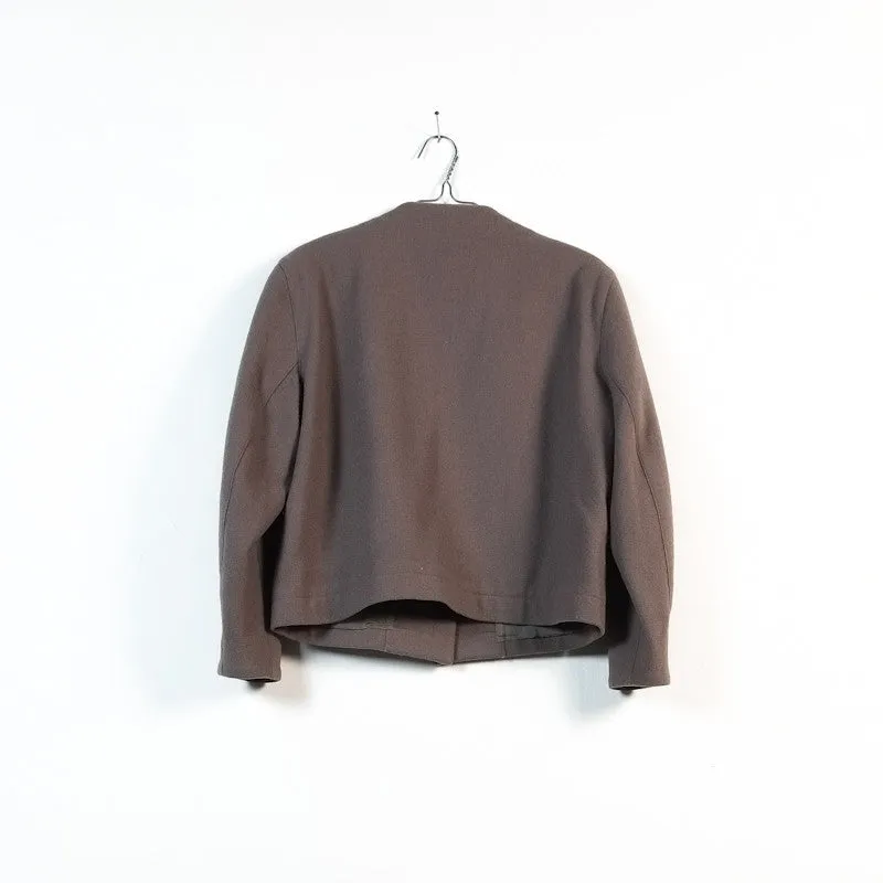 collarless wool cocoon jacket