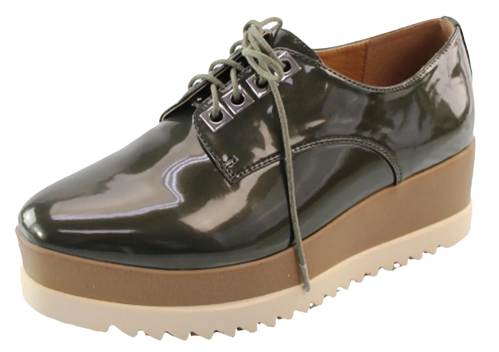 DBDK Women's Patent Oxford Platform Creeper