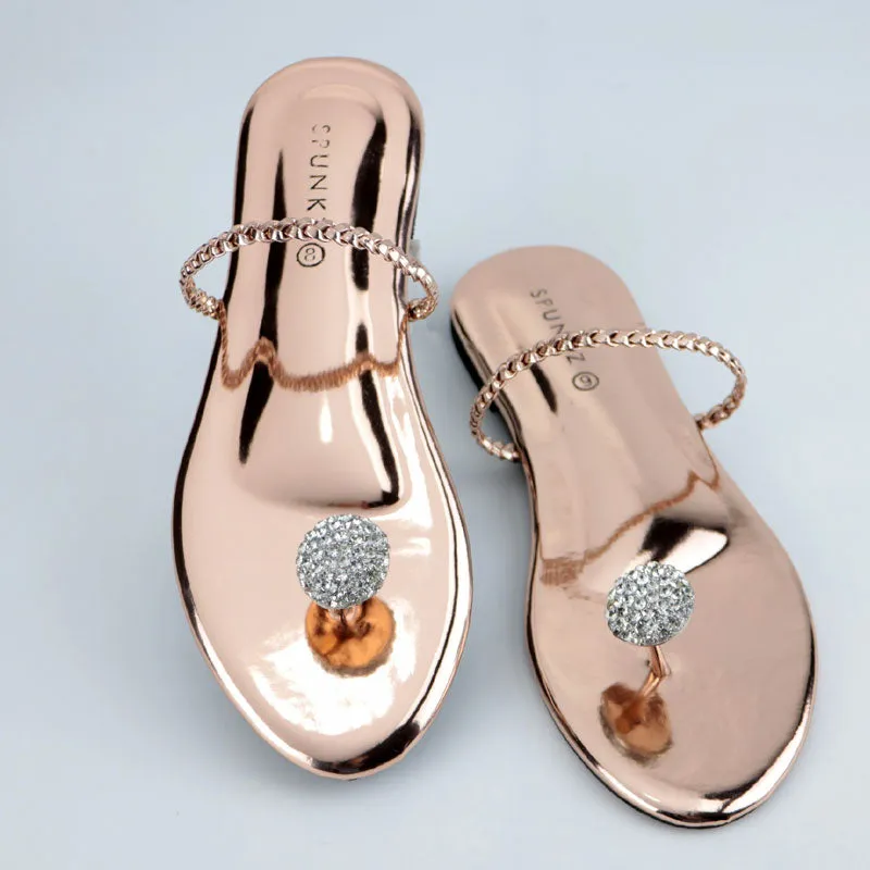 Diamond Ball Toe Ring Trendy Kolhapuri Flats