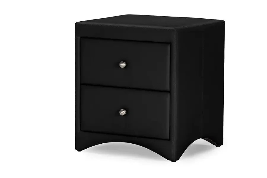 Dorian Black Faux Leather Upholstered Modern Nightstand