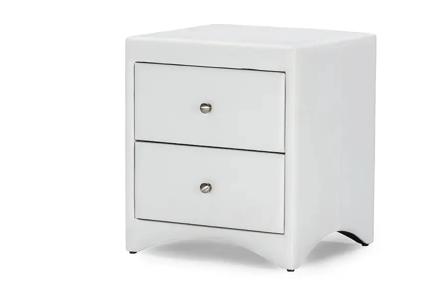 Dorian White Faux Leather Upholstered Modern Nightstand