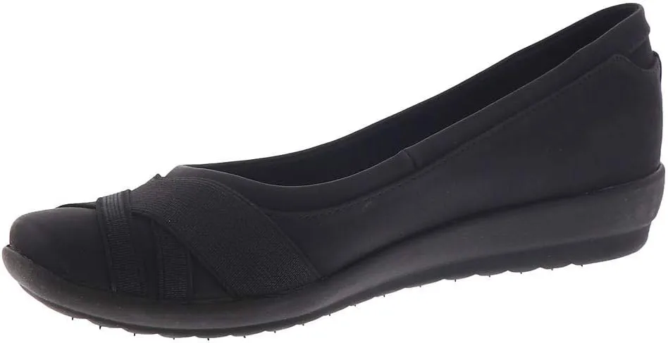 Easy Spirit Women Acasia Flats Black 6 Wide Pair of Shoes