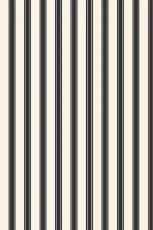 Farrow & Ball Wallpaper Block Print Stripe BP754 Cream / Metallic Silver / Black