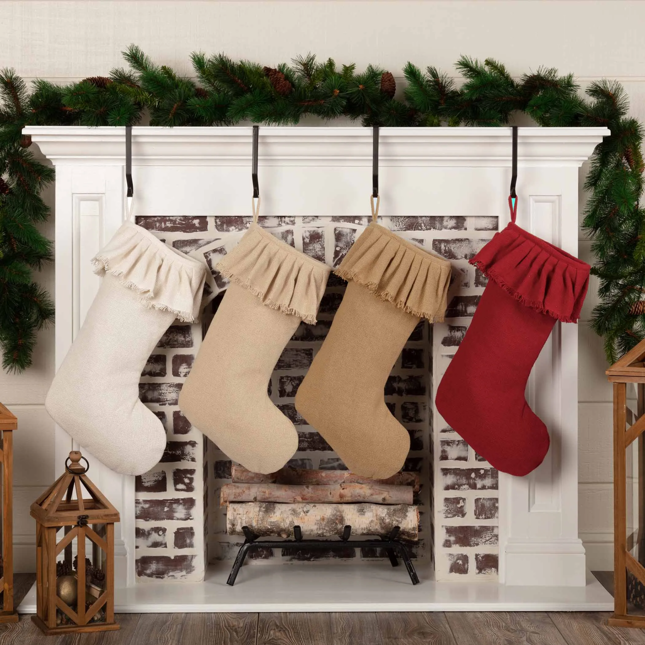 Festive Burlap Ruffled Stocking