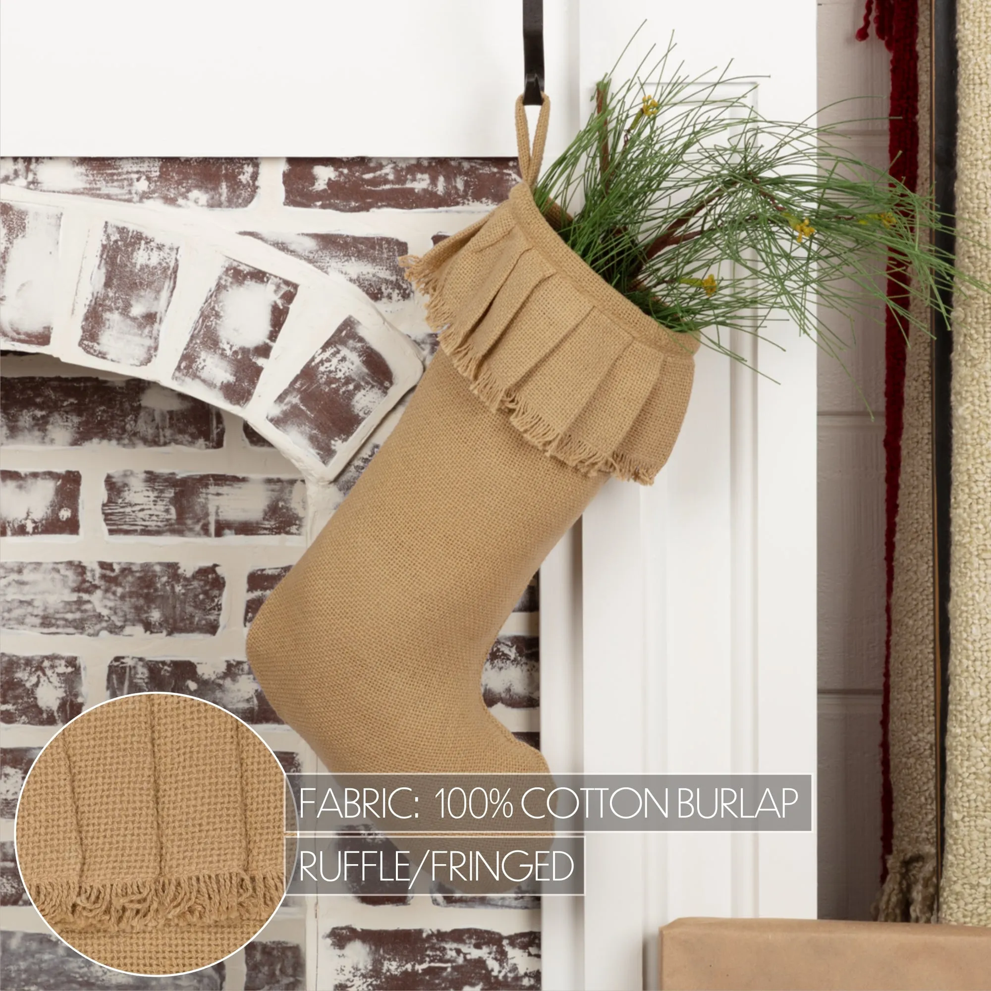 Festive Burlap Ruffled Stocking