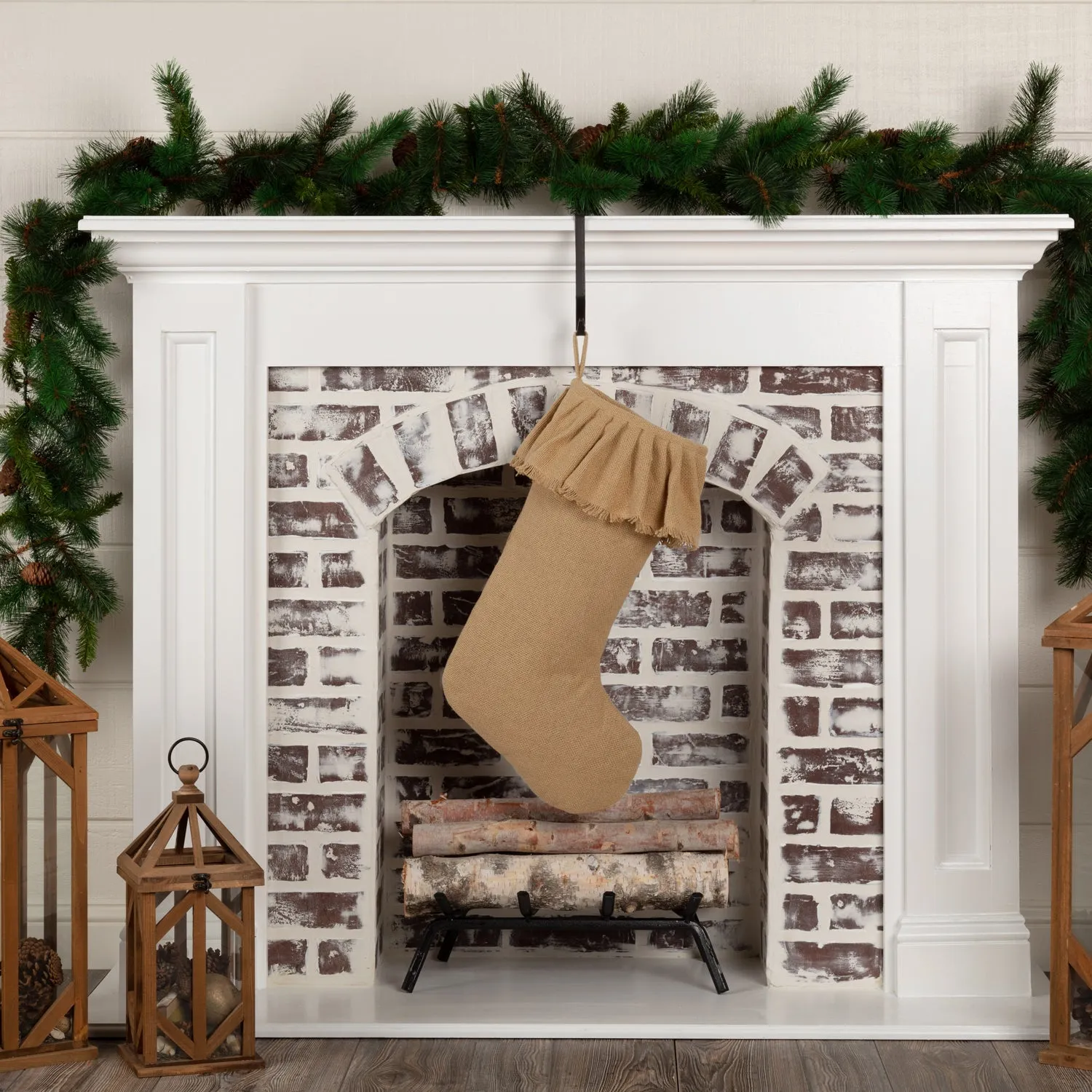 Festive Burlap Ruffled Stocking